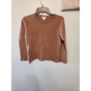 J.Crew Teddie Women's M Carmel Color Crew Neck Wool Cotton Blend